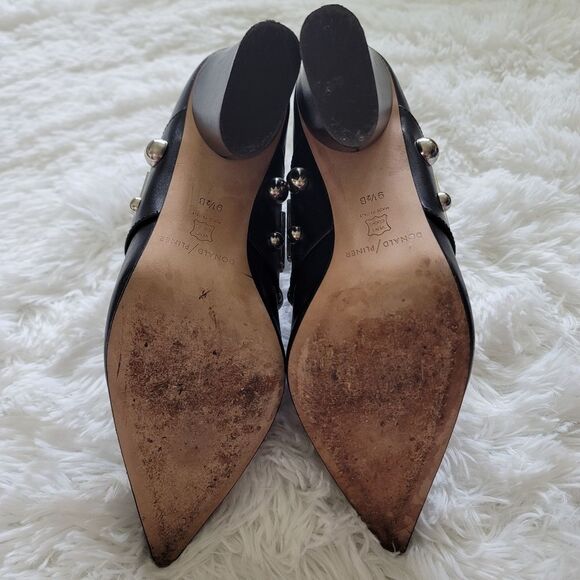 Donald J. Pliner Black Ankle Boots with Silver Studs - Picture 6 of 8